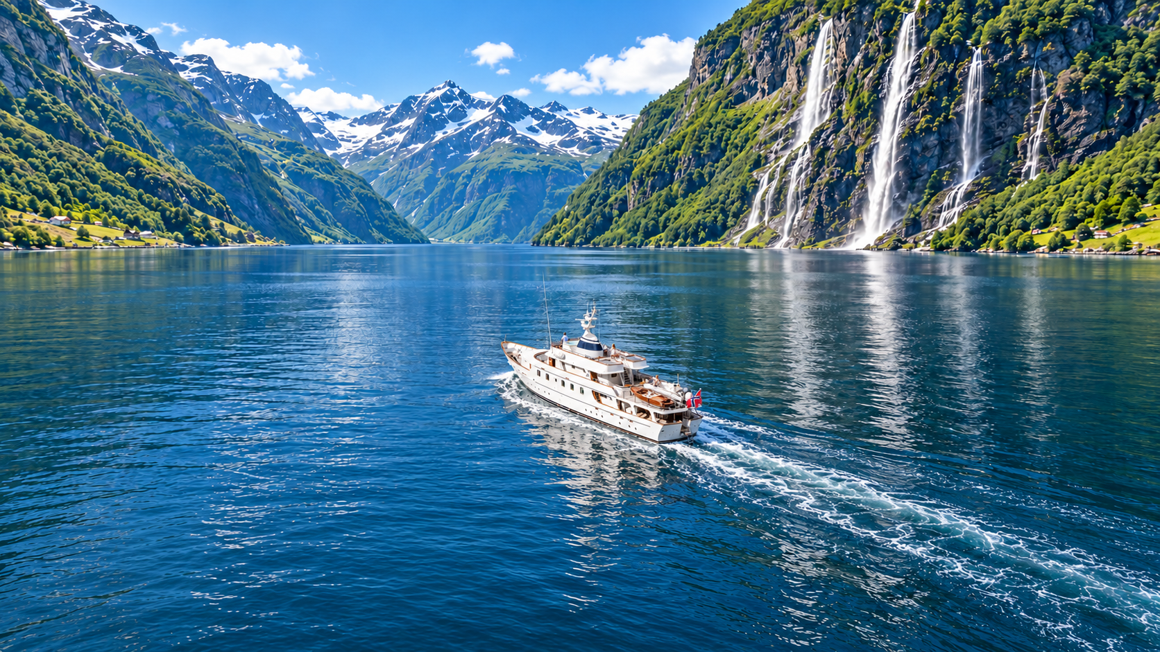 Ålesund & Geiranger coastline with a yacht — illustrative image